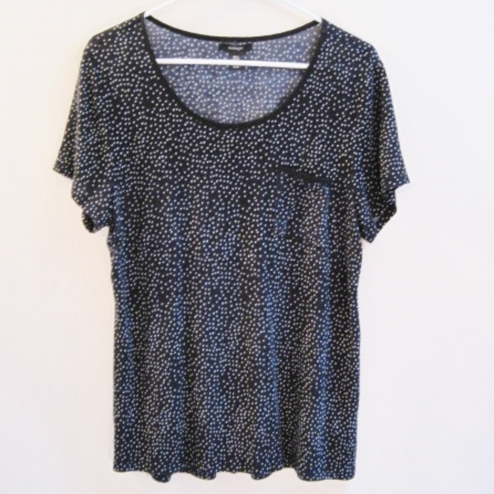 Midnight-Lounge Wear Top-Black With White Polkadot